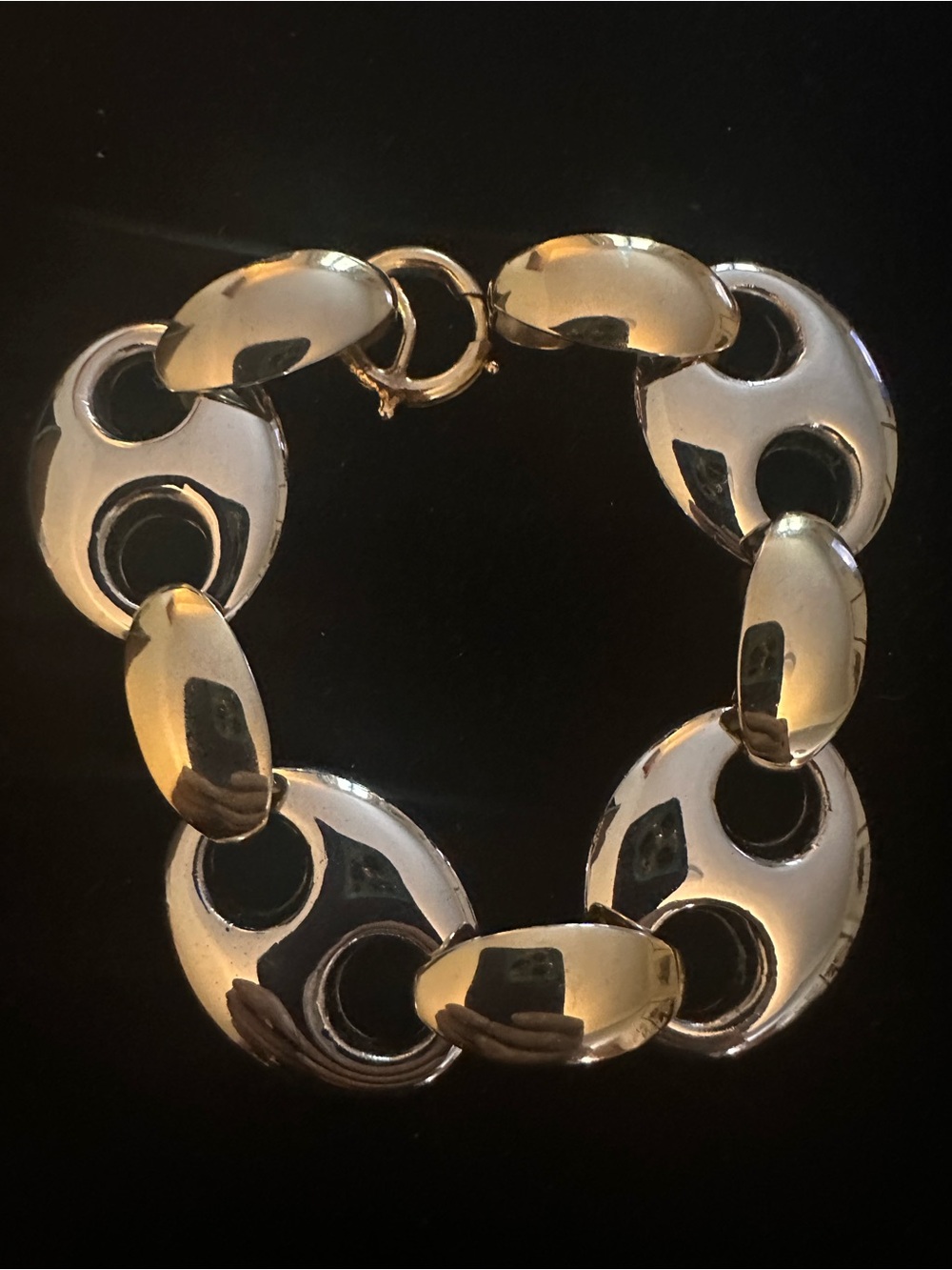 Polished  Gold and Silver-Link Women's ChunkyStatement Bracelet
